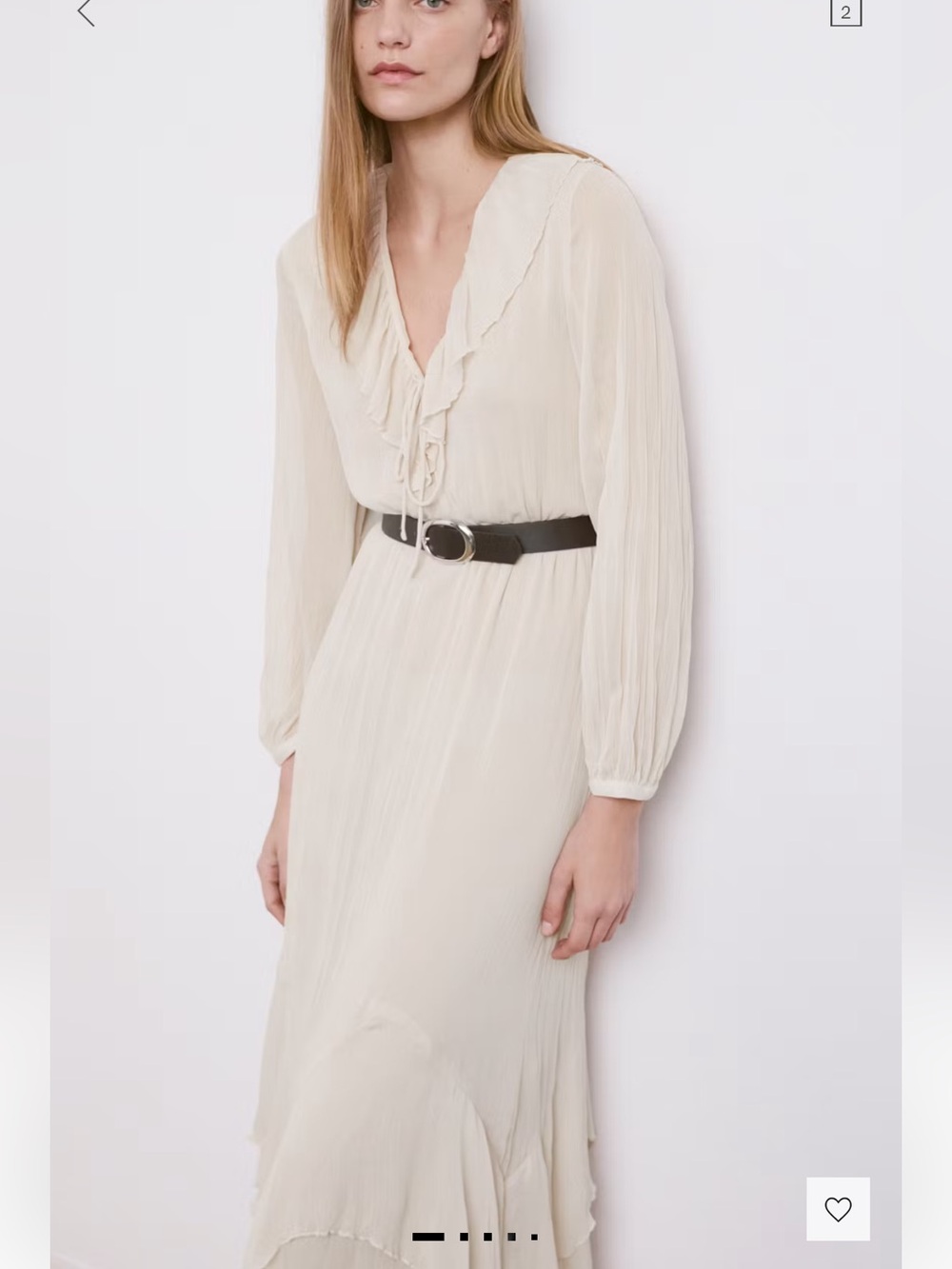 Mango off white chiffon maxi dress with belt size small - Picture 2 of 9